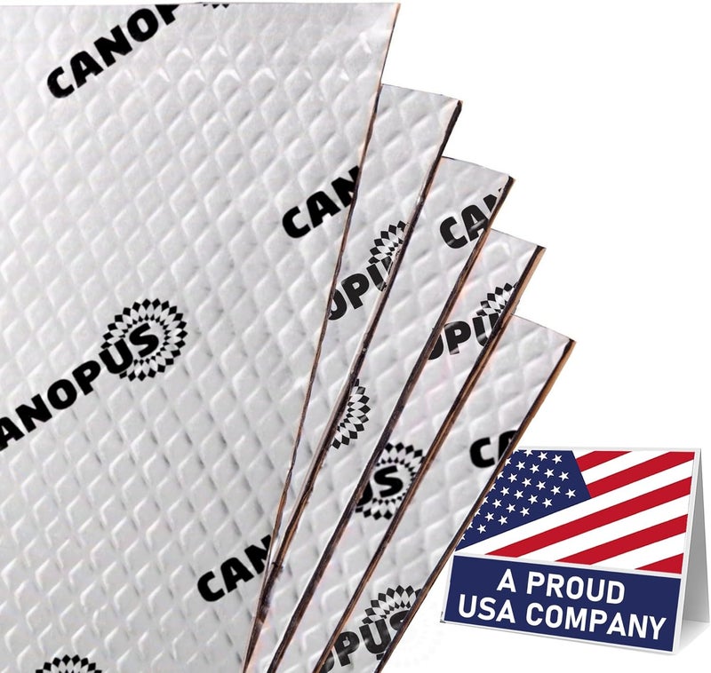 CANOPUS Sound Deadening Mat for Cars 50 mil 5 sqft, Pack of 5 Sheets Butyl Sound Deadener Mat, Audio Car Sound Dampening Material for Car Trunk, Door, Floor, Ceiling, Silver - Image 1
